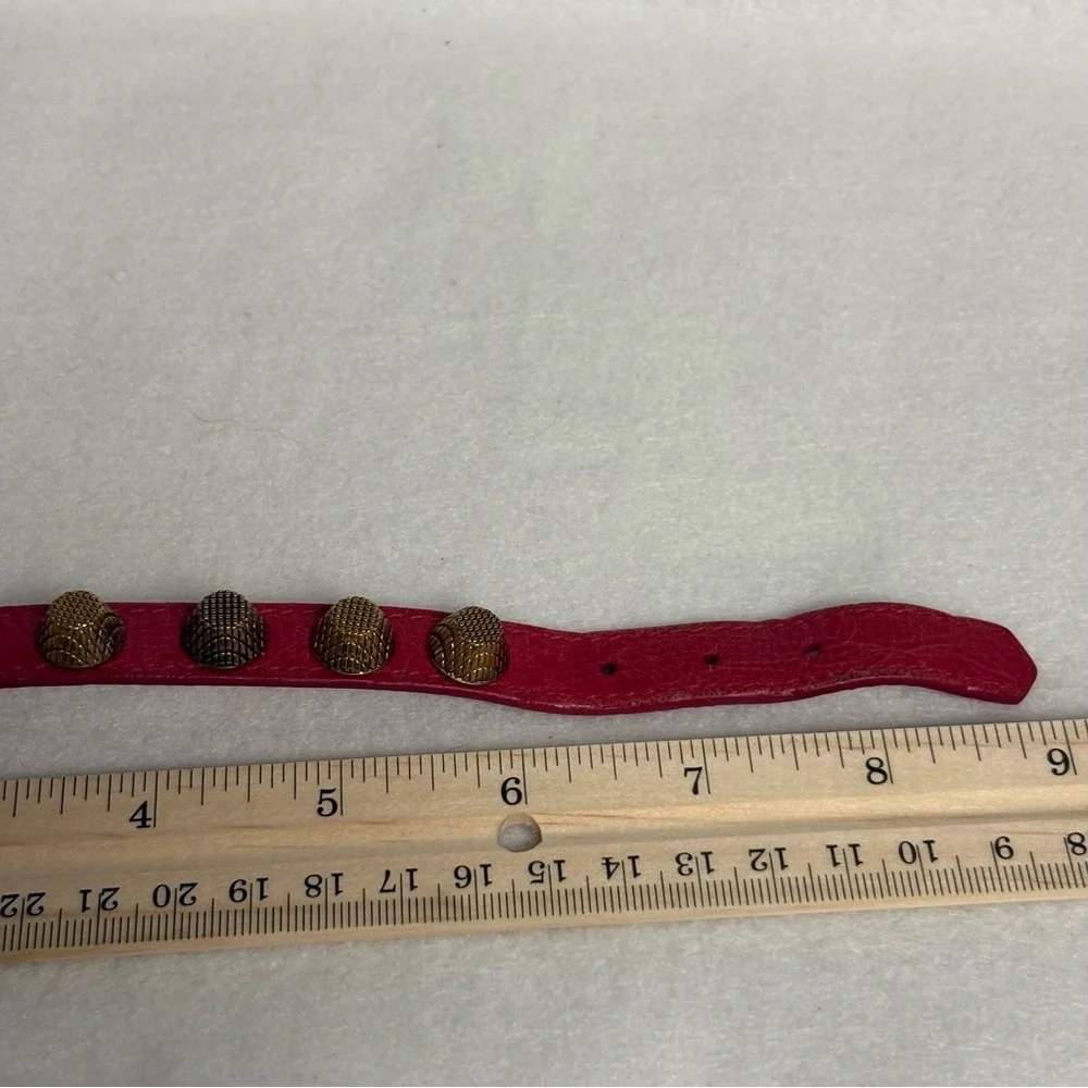 BALENCIAGA Giant Studded Leather Arena Red Bracelet